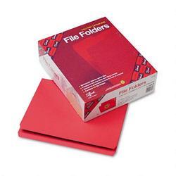 Smead Manufacturing Co. Top Tab File Folders, Double Ply Top, Straight Cut, Letter, Red, 100/Box