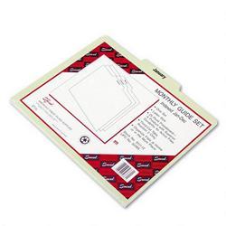 Smead Manufacturing Co. Top Tab Recyc Jan Dec File Guides, 1/3 Center Self Tab, Pressbd, Letter, 12/Set