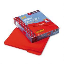 Smead Manufacturing Co. Top Tab Waterproof Poly File Folders, 1/3 Tab, Letter Size, Red, 24/Box