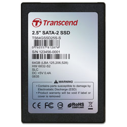TRANSCEND INFORMATION Transcend 2.5 Solid State Disk (SSD) 64GB SATA SLC with Build-In ECC