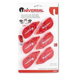 Universal Office Products Two Way Correction Tape, 1 Line, 1/5 x 472 , 6 Applicators/Pack