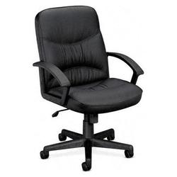 basyx VL640 Series Leather Managerial Mid Back SwivelTilt Steel Chair