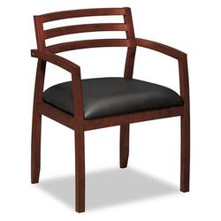 basyx Wood Guest Chairs with Black Leather Seat Slatted Back (BSXVL851NST11)
