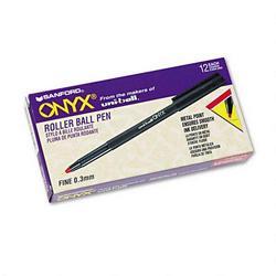 Faber Castell/Sanford Ink Company uni ball® Onyx® Roller Ball Pen, 0.7mm, Black Barrel, Red Ink
