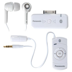 PANASONIC - CE Panasonic RP-BT10WHT Bluetooth Stereo Earbuds w/ Ipod Adapter & Remote Control
