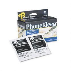 Read Right/Advantus Corporation PhoneKleen™ Premoistened Antibacterial Wipes, 18 Foil Wrapped Wipes/Box (REARR1203)