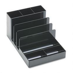 Universal Office Products Plastic Desk Organizer, 3 Vertical Sections, 5 Compartments, Black (UNV53502)