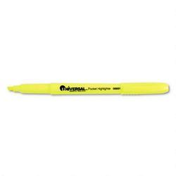 Universal Office Products Pocket Highlighter, Chisel Tip, Pocket Clip, Fluorescent Yellow (UNV08851)