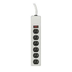 Compucessory Power Strip,6 Outlet,125 Volts,15 amps,6' Cord,Light Gray (CCS55156)
