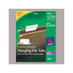 Avery-Dennison Printable Top View Hanging File Tabs on 4 x 6 Sheets, 1/5 Cut, 24 Tabs per Pack (AVE05227)