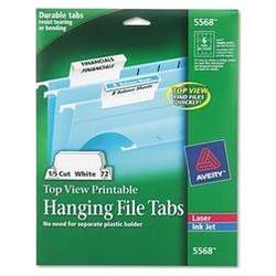 Avery-Dennison Printable Top View Hanging File Tabs on 8-1/2 x 11 Sheets, 1/5 Cut, 72 Tabs/Pack (AVE5568)