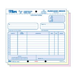 Tops Business Forms Purchase Orders, Carbonless, 3 Parts, 8-1/2 x7 (TOP3821)