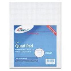 Ampad/Divi Of American Pd & Ppr Quadrille Pad with 5 Squares/Inch, 8-1/2 x 11, White 20#, 50 Sheets/Pad (AMP22002)