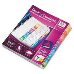 Avery-Dennison Ready Index® Contemporary Multicolor Table of Contents Dividers, 1-15, 6 Sets/Pack (AVE11197)