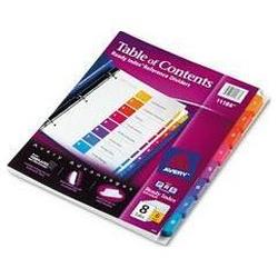 Avery-Dennison Ready Index® Contemporary Multicolor Table of Contents Dividers, 1-8, 6 Sets/Pack (AVE11186)