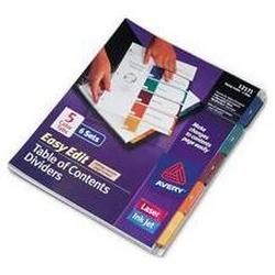 Avery-Dennison Ready Index® Laser/Ink Jet Easy Edit Table of Contents Dividers, 1-5, 6 Sets/Pack (AVE12171)