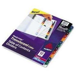 Avery-Dennison Ready Index® Translucent Multicolor Table of Contents Dividers, 12-Tabs (AVE11819)