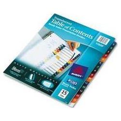 Avery-Dennison Ready Index® Translucent Multicolor Table of Contents Dividers, 15 Tabs (AVE11820)