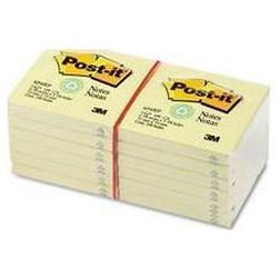 3M Recycled Post-it® Note Pads, 3 x 3, Yellow, 100 Sheets/Pad, 12/Pack (MMM654RPYW)