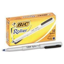 Bic Corporation Roller Pen with Metal Clip and Plastic Clip, 0.7mm, Fine Point, Blue Ink (BICRM11BE)