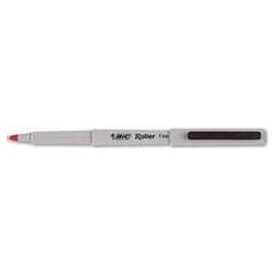 Bic Corporation Roller Pen with Metal Clip and Plastic Clip, 0.7mm, Fine Point, Red Ink (BICRM11RD)