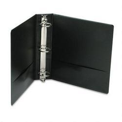 Universal Office Products Round Ring Binder with Label Holder, Suede Finish Vinyl, 2 Capacity, Black (UNV34411)