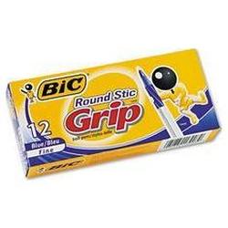 Bic Corporation Round Stic Grip™ Ball Pen, Fine Point, Blue Ink, Dozen (BICGSFG11BE)