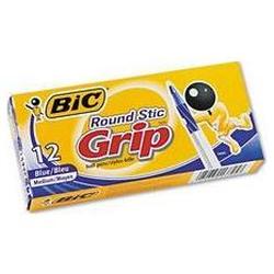 Bic Corporation Round Stic Grip™ Ball Pen, Medium Point, Blue Ink, Dozen (BICGSMG11BE)