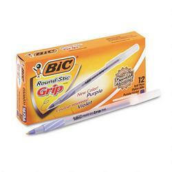 Bic Corporation Round Stic Grip™ Ball Pen, Medium Point, Purple Ink, Dozen (BICGSMG11PE)
