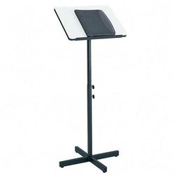 Safco Adjustable Speaker Podiums - Square - 21 x 21 - Steel, Wood - Black Base, Gray