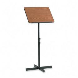 Safco Adjustable Speaker Podiums - Square - 21 x 21 - Steel, Wood - Black Base, Medium Oak