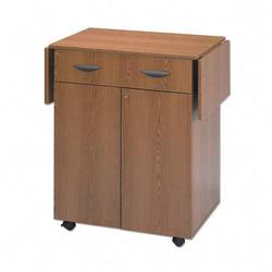 Safco Products Safco Deluxe Mobile Hospitality Service Cart - 1 Drawer - 4 - Wood - 32.5 x 20 x 39 - Medium Oak