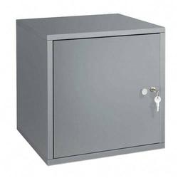 Safco Double Base Cube with Locking Door - 4 Height x 30 Width x 15 Depth - Silver