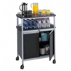 Safco Products Safco Mobile Beverage Cart - 1 Shelf - 4 x 3.5 Caster - Melamine, Steel - 33.38 , 29 , 33.38 x 21.62 , 16.5 , 21.62 x 1.5 , 43 - Black, Gray