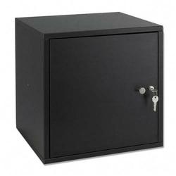 Safco Single Base Cube with Locking Door - 4 Height x 15 Width x 15 Depth - Black