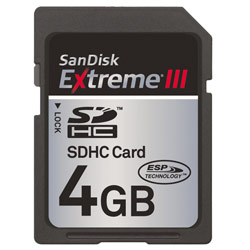 SanDisk 4GB Extreme III SDHC Card (sdsdrx3-4096-a21)