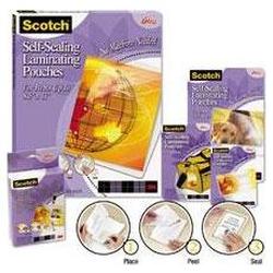 3M Self-Sealing Glossy Laminating Pouches for 8-1/2 x 11 Sheets, 9.6 mil., 10/Pack (MMMLS854SS10)