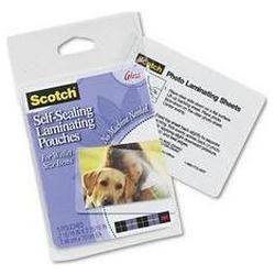 3M Self-Sealing Glossy Laminating Pouches for Items to 2-1/2x3-1/2, 9.6 mil., 5/Pack (MMMPL903G)