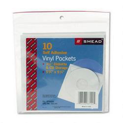 Smead Manufacturing Co. Self-Stick Vinyl CD/Diskette Pockets, 5-1/4 x 5-1/4, 10 Pockets per Pack (SMD68144)