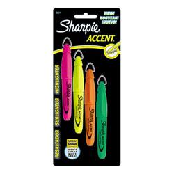Sanford Sharpie® Accent® Mini Highlighter Four-Color Set, Pink, Orange, Yellow, Green (SAN20374)