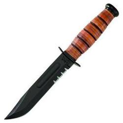 Ka-Bar Short Usmc Knife, With Leather Sheath, Serrated
