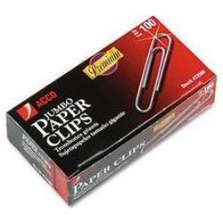 Acco Brands Inc. Smooth Finish Premium Paper Clips, Jumbo Size, 100/Box (ACC72500)