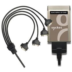 Socket Communications Ruggedized Quad Serial I/O PC Card - - 4 x DB-9 Male RS-232 Serial Via (Included) - Hot-swappable - DB-9 Male 24 Fan-out Cable