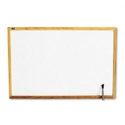 Quartet Manufacturing. Co. Standard Melamine Dry Erase Board, Solid Oak Frame, 36 x 24 (QRTS573)