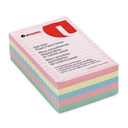 Universal Office Products Standard Self-Stick Pastel 4x6 Ruled Notes, Assorted, 5 100-Sheet Pads/Pack (UNV35616)
