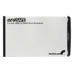 STARTECH.COM Startech.com InfoSafe 2.5 USB 2.0 SATA Drive Enclosure - Storage Enclosure - 1 x 2.5 - 9.5 mm Height Internal Hot-swappable - Silver