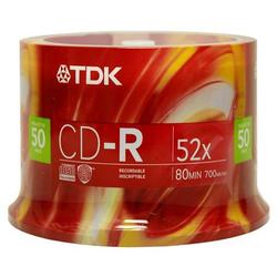 TDK 52x CD-R Media - 700MB - 50 Pack (CDR80PWNC50AM)