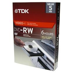TDK DVD-RW47VCMB5 4x Rewritable DVD-RW for Video in Movie Case