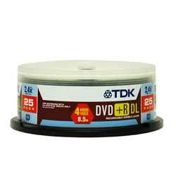 TDK Media TDK Dual Layer DVD+R 8.5GB - 2.4x - 25 pk