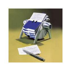 Duarable Office Products Corp. TELINDEX flip Address Card File with 500 4-1/8x2-7/8 Cards, Silver/Blue (DBL241623)